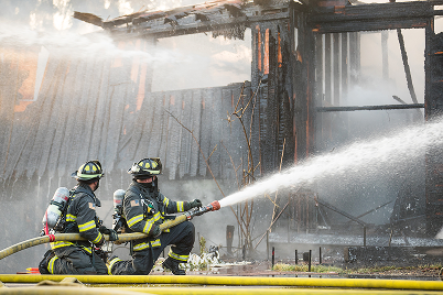 Fire fighters fighting a fire