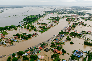 Flooded town arial