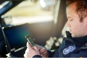 Policeman in car